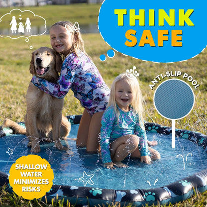 Extra Large Non Slip Splash Pad for Kids & Dogs, 69’’ Multicolored