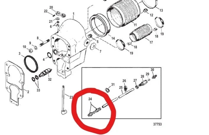 Speedometer Coupling Connector Kit 815956A1 for MerCruiser Alpha One (1983–1990)