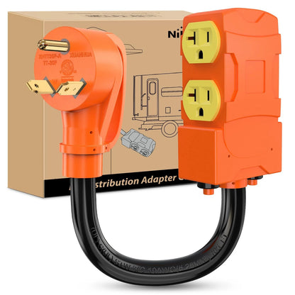 30 Amp to 20 Amp RV Adapter for RV TT-30P 5-15R/5-20R (50584RV)