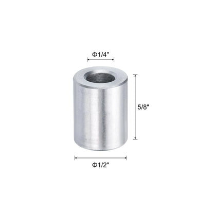 Set of 5 Aluminum Spacers 1/4" Bore x 1/2" x 5/8" for Universal Use