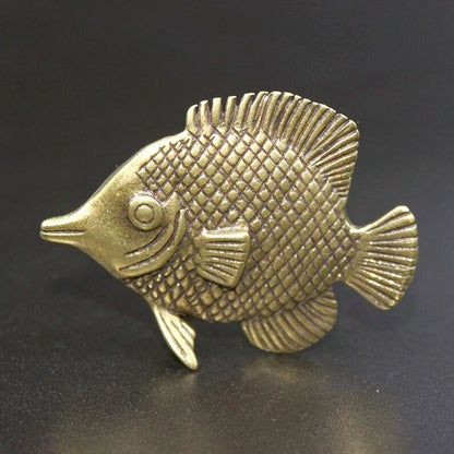 Brass Fish Figurine for Home Office Desktop Decoration