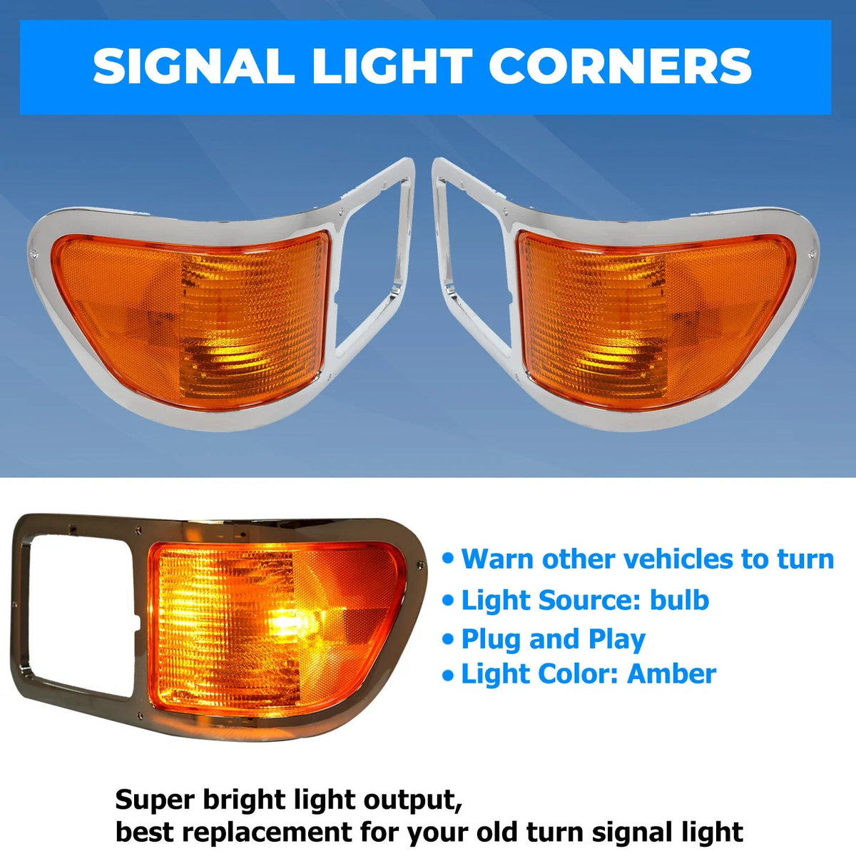 Set of 2 Headlight Bezel Trim for Ford F650 F750 (2000–2015) W/Bulbs