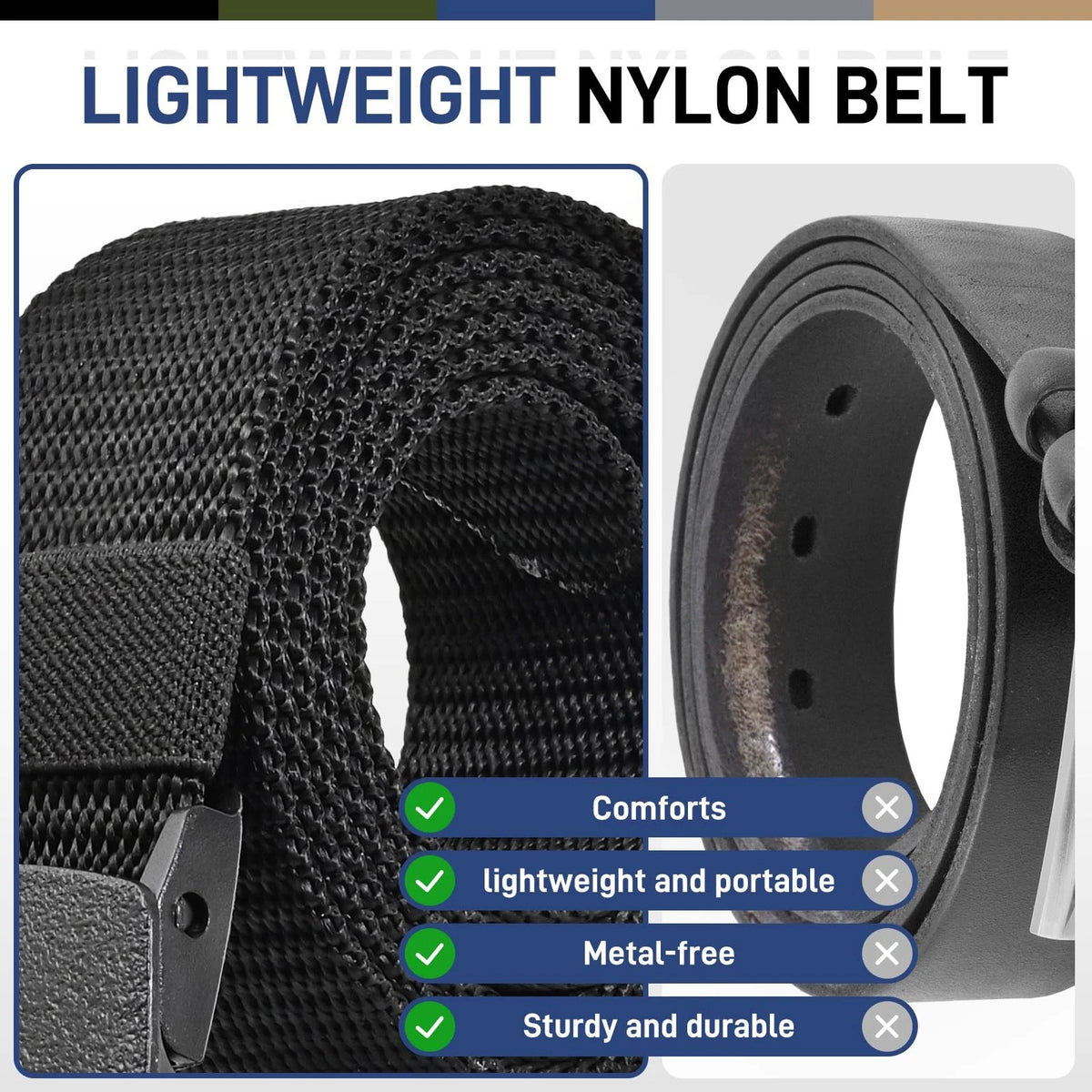 5 Pack Tactical Nylon Belts for Casual Military Use