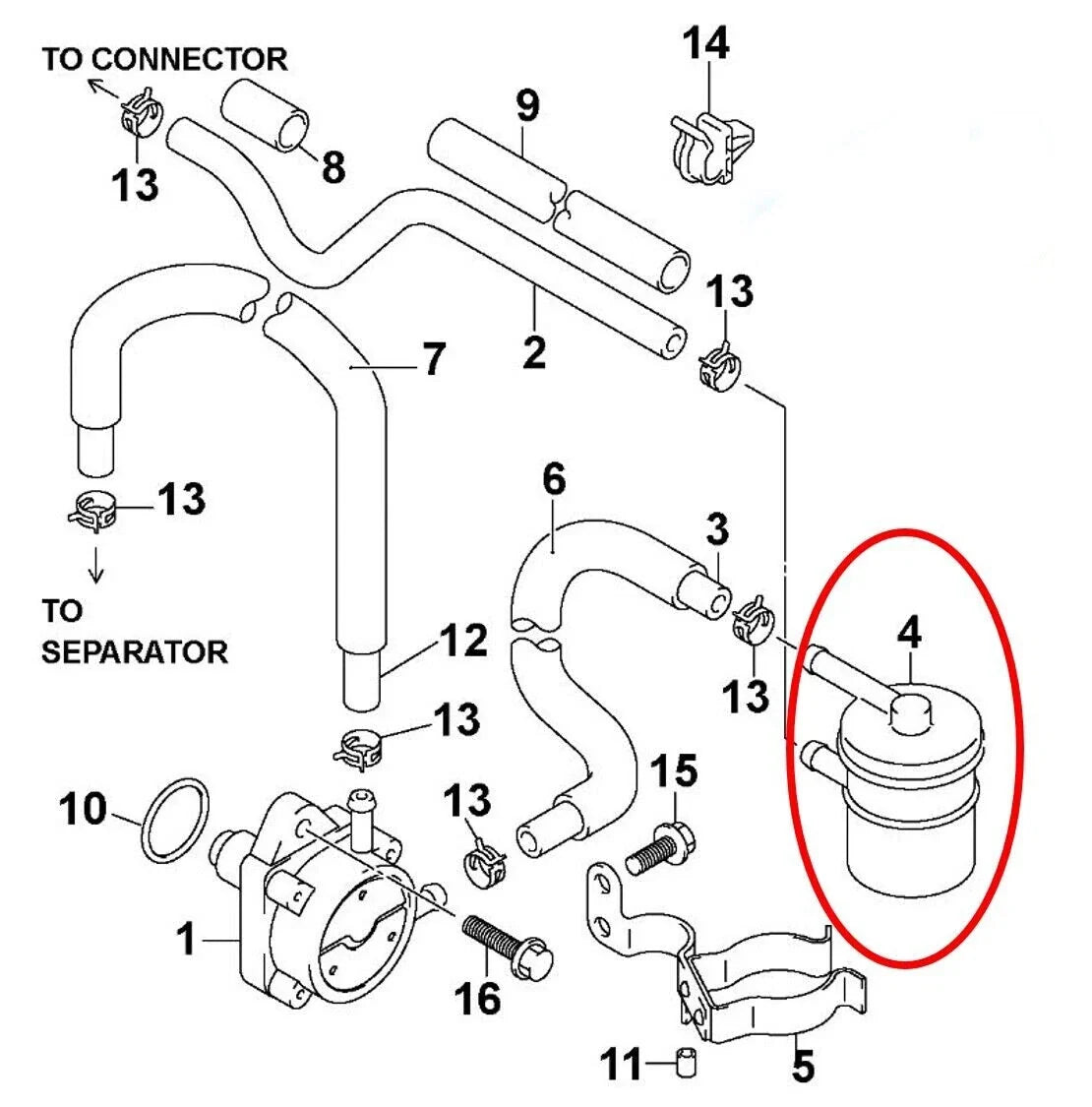 Fuel Filter for Johnson Evinrude OMC 25-70 HP (4-Stroke) (5032323, 15410-87J10)