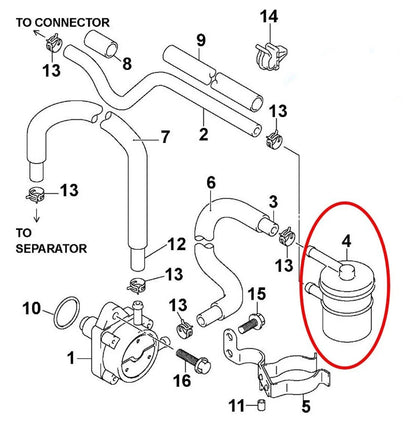 Fuel Filter for Johnson Evinrude OMC 25-70 HP (4-Stroke) (5032323, 15410-87J10)