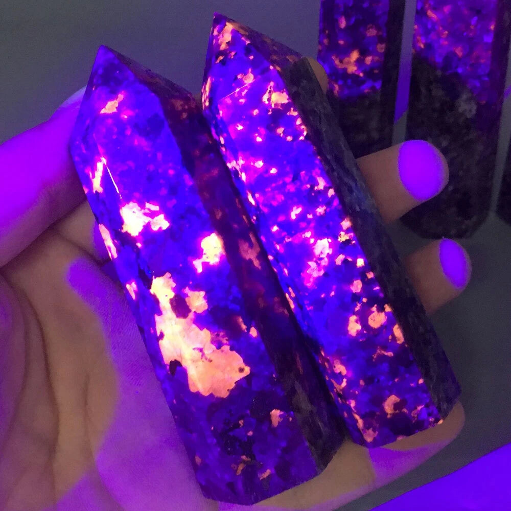 Natural Yooperlite Quartz Obelisk Crystal Point Wand for Reiki Healing