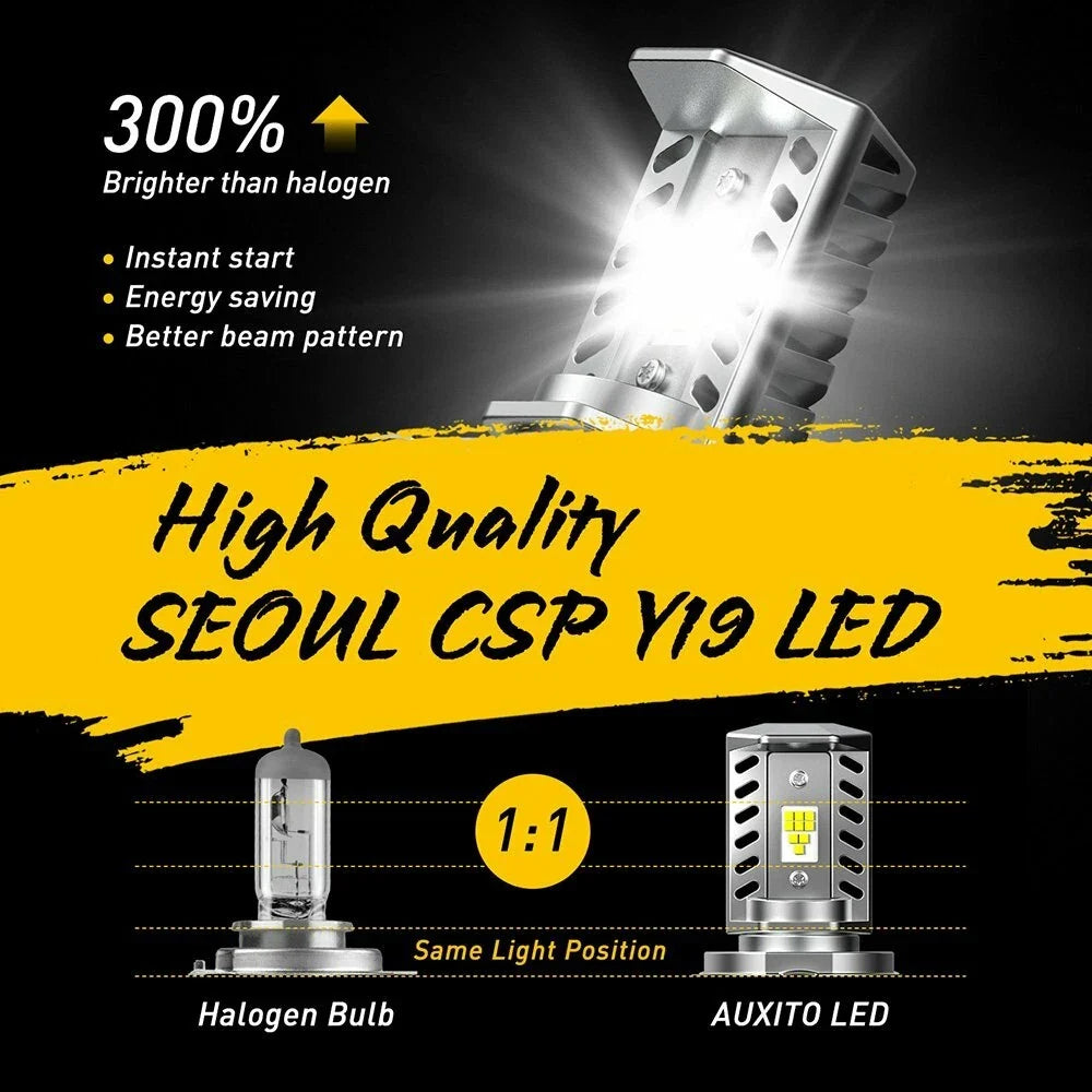 2X AUXITO H4 9003 HB2 LED Bulb for Motorcycle (Hi/Lo Beam)
