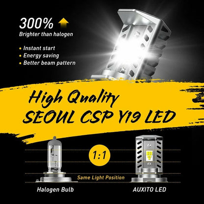 2X AUXITO H4 9003 HB2 LED Bulb for Motorcycle (Hi/Lo Beam)