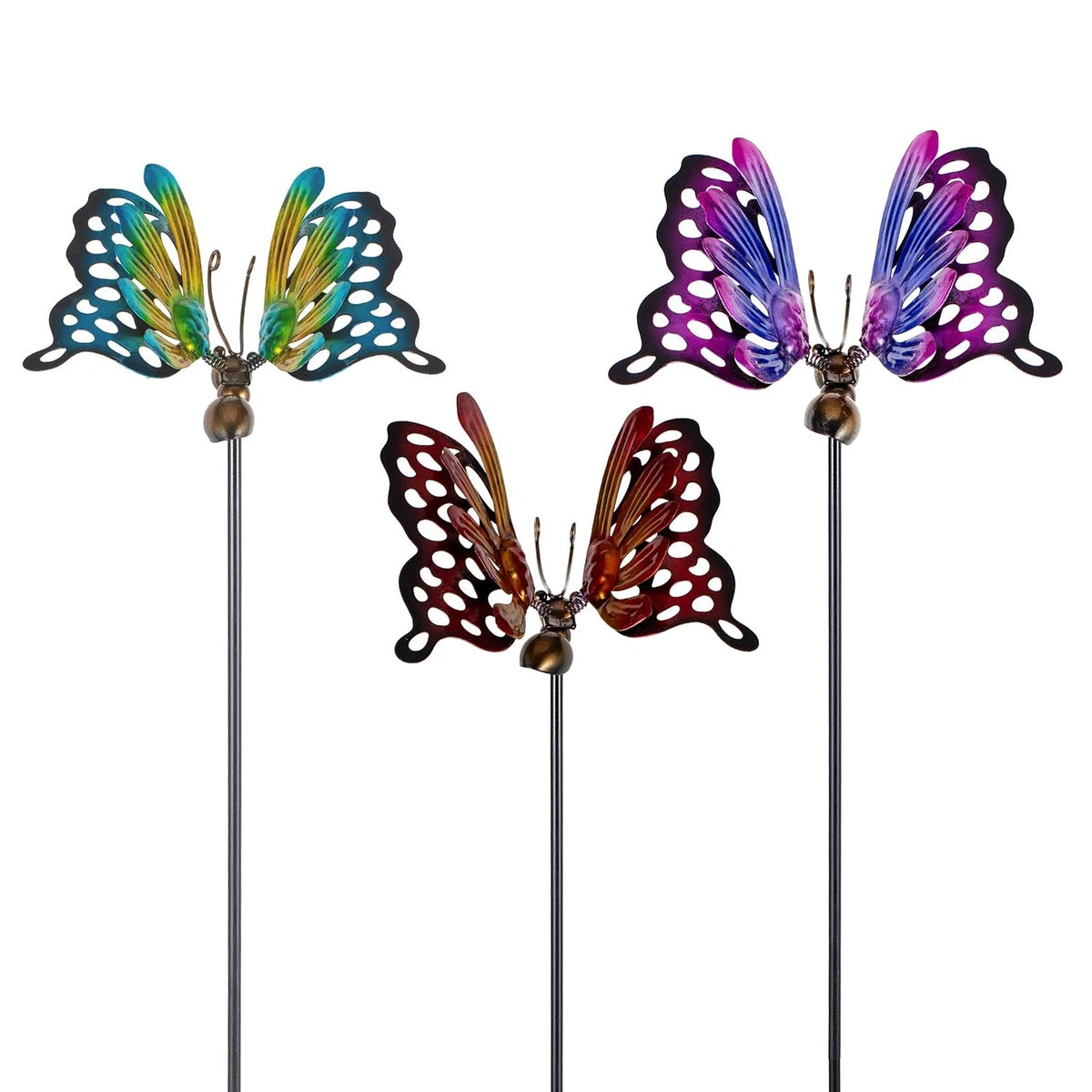 3X Butterfly Decorative Garden Stakes for Outdoor Decor