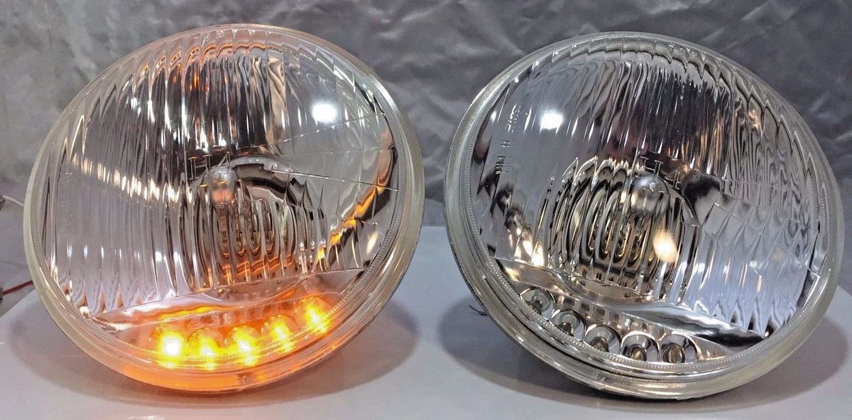 Crystal Headlights Pair with Amber LED Marker for Vehicle (2009–2017)