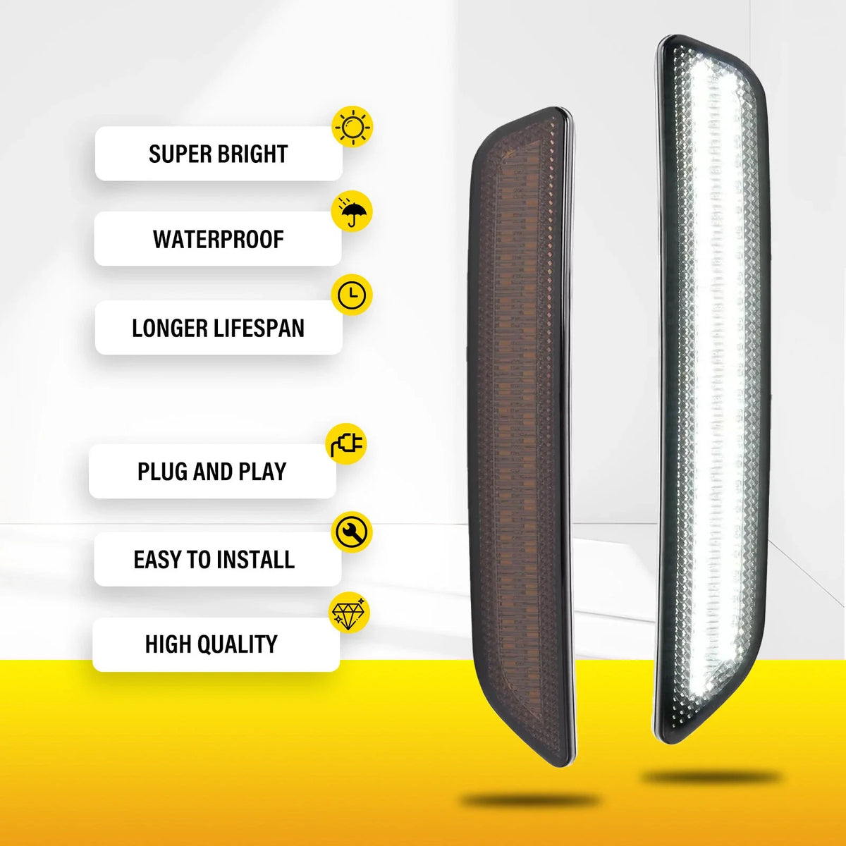 Set of 4 LED Side Marker Lights for Ford Mustang (2010–2014) Smoke