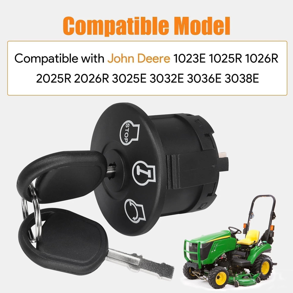 Starter Ignition Switch with 2 Keys for John Deere Small