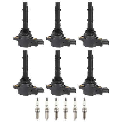 Set of 6 Ignition Coils & Spark Plugs for Mercedes-Benz SLK350 C230 C250 C280 C300