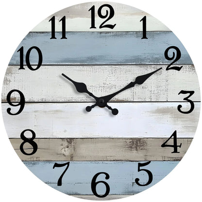 6 Inch Coastal Theme Wooden Wall Clock (Battery Operated)