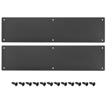 Set of 2 Door Kick Plates for Universal Use (4 x 16 Inches, Black Aluminum)