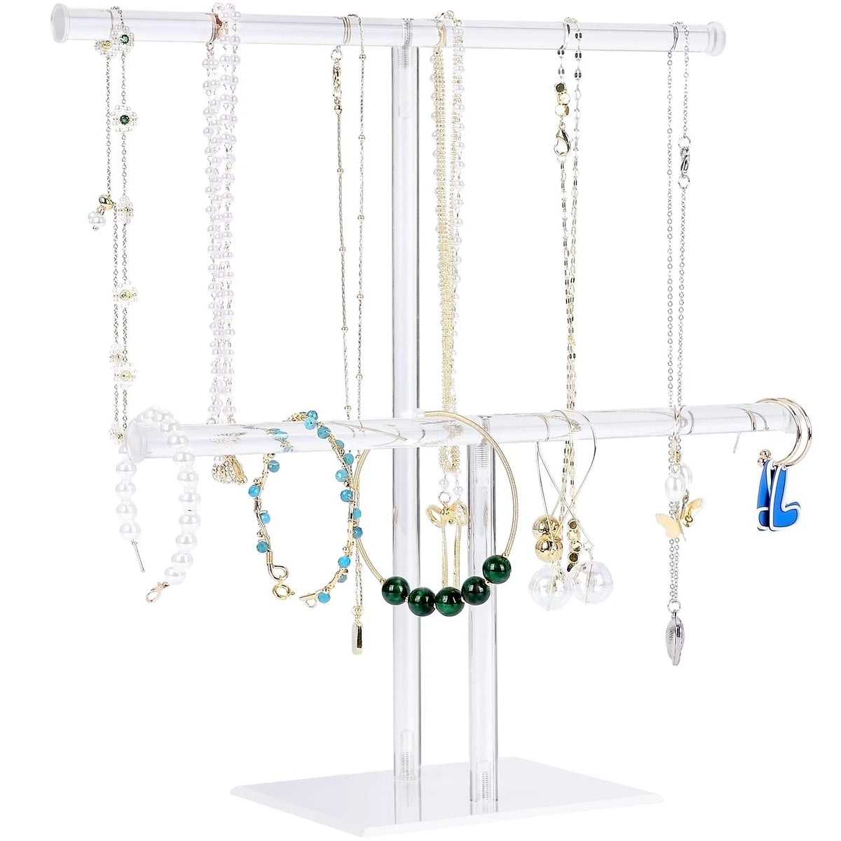Jewelry Stand Necklace Holder, Acrylic Clear (10.2 x 10.1 x 3.7 inches)