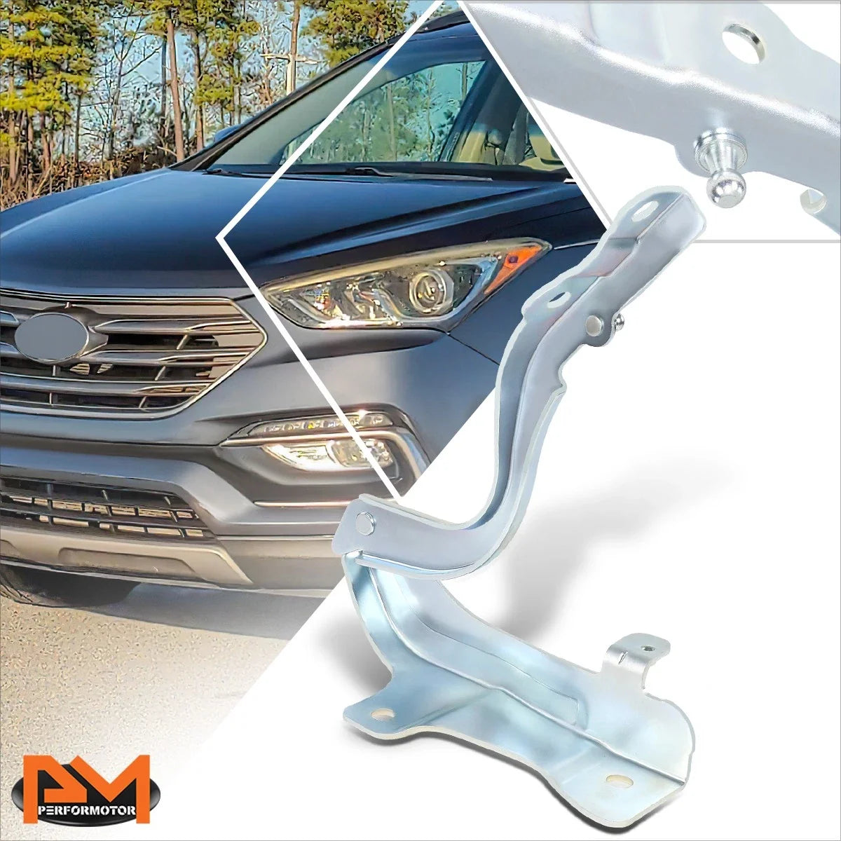 Left Driver Side Steel Engine Hood Hinge for Santa Fe XL (2013–2019)