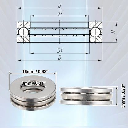 4X F8-16M Thrust Ball Bearing for Car (8x16x5mm)