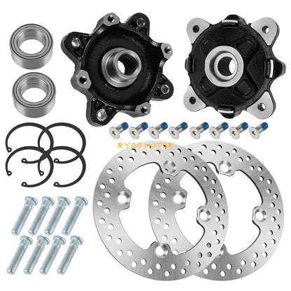Set of 2 Front Wheel Hub Disc Rotors Bearings for Polaris Ranger 900 800 500