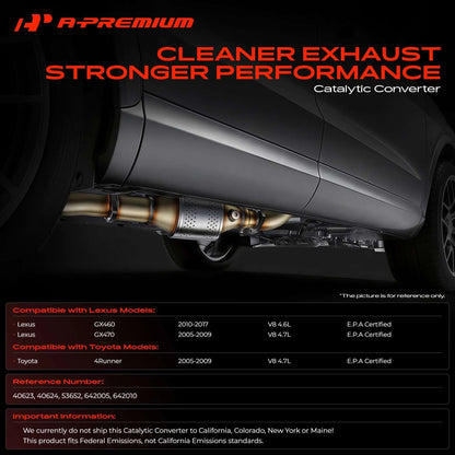 2X Catalytic Converter Rear for Toyota 4Runner Lexus GX470 (2005–2009) 642005, 642010