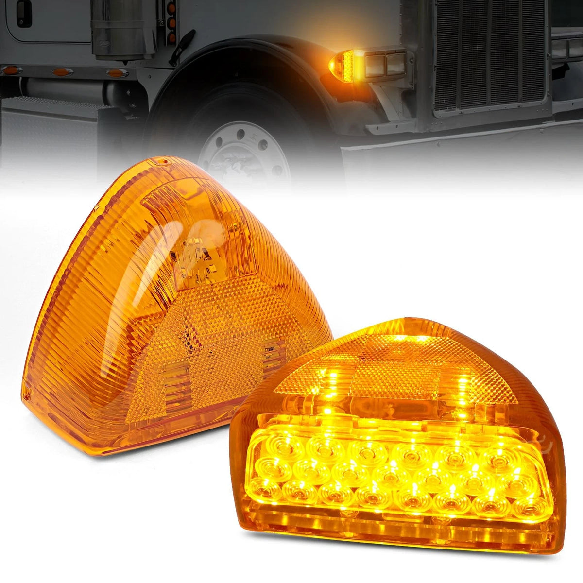 2X LED Turn Signal Triangle Light for Peterbilt 379