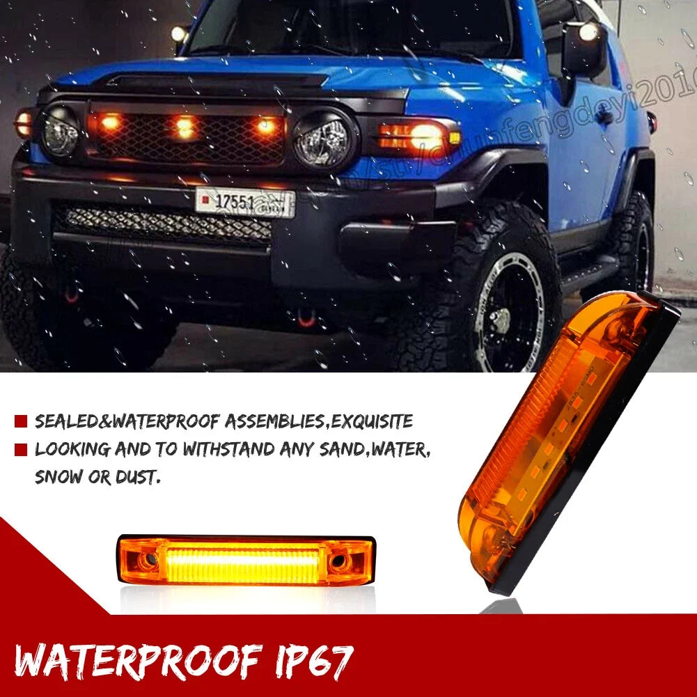 3PCS Amber LED Front Grille DRL Running Lights for Toyota FJ Cruiser (2007–2014)