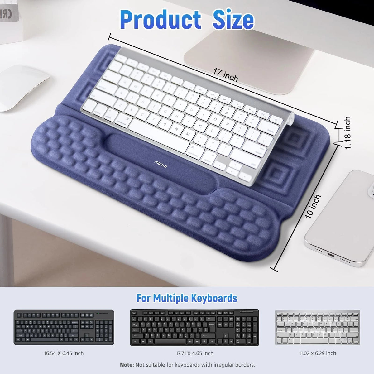 3-in-1 Wrist Rest with Keyboard Stand for Universal Use (17 x 10 inches)