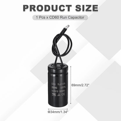75uF Run Capacitor for MECCANIXITY CD60 (250VAC, 50/60Hz)