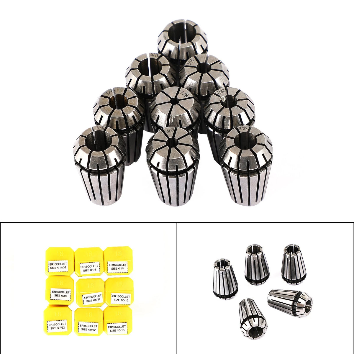 9Pcs ER16 Spring Collet Set for CNC Milling Lathe Machine (I051-A003-Set)