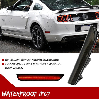 2X Smoked Lens Rear Bumper Side Marker Red LED Lights for Ford Mustang (2010–2014)