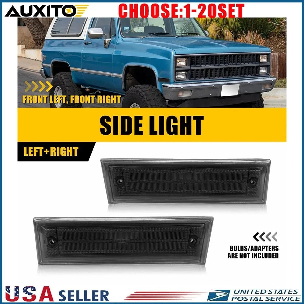 2X Front Smoked Side Marker Light Housing for Chevy GMC R20 R30 (1981–1991)