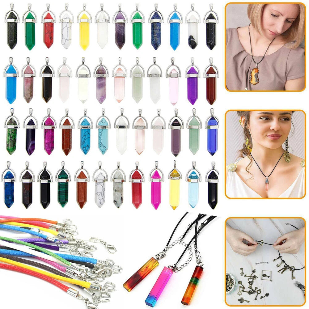 Crystal Necklace Gemstone Pendant for DIY Chakra Reiki (No Year Range)