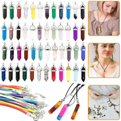 Crystal Necklace Gemstone Pendant for DIY Chakra Reiki (No Year Range)
