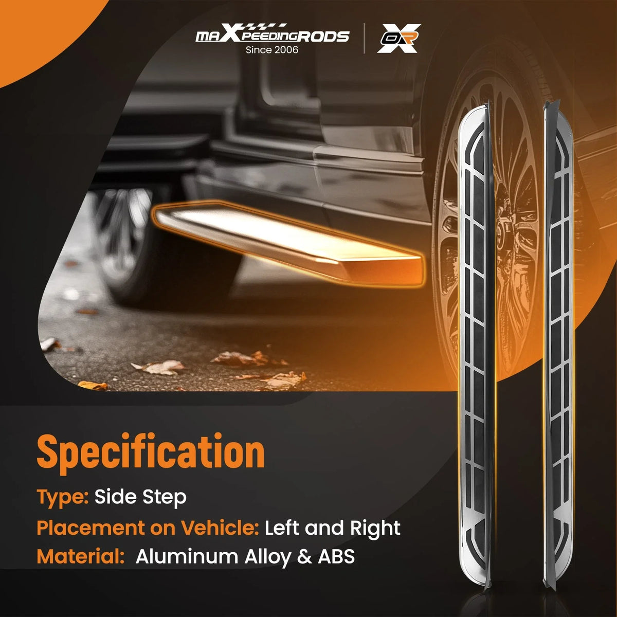 Set of 2 Non-Slip Running Boards for Infiniti JX35 QX60 (2013–2021)