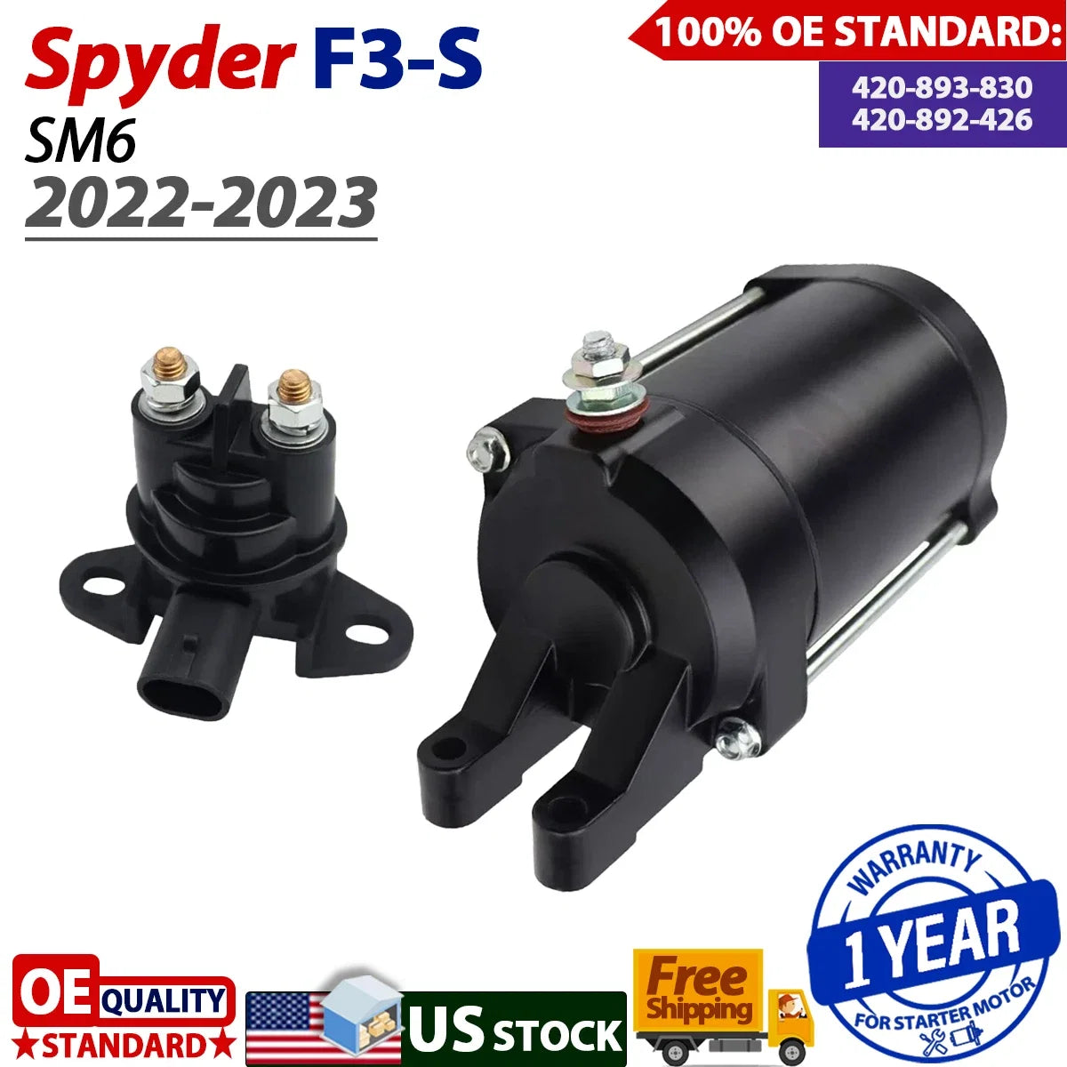 Starter with Relay for Can-Am Spyder F3-S SM6 (2022–2023)