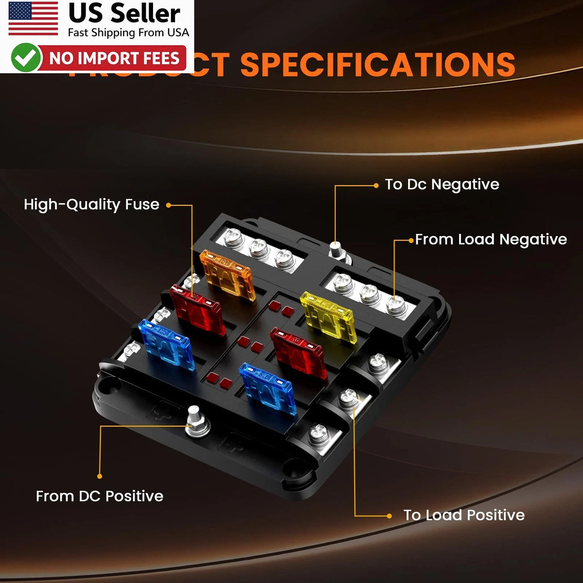 6 Circuit Fuse Block for 12V-24V Vehicles with LED Indicator