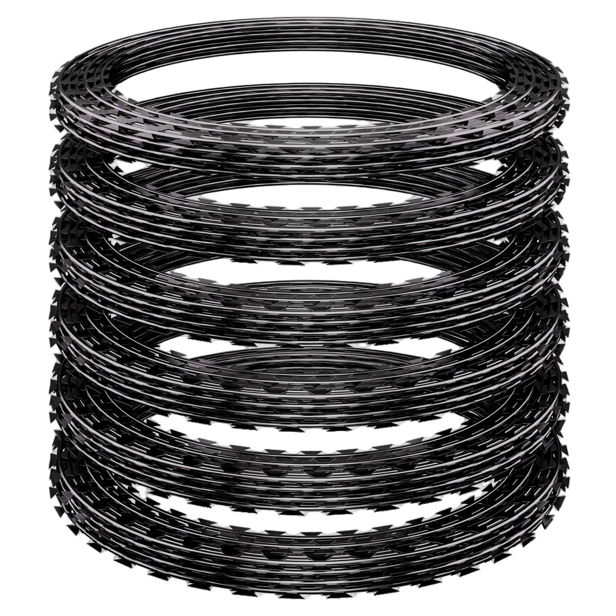 6 Rolls of 296ft Black Razor Wire for Fencing (Galvanized Concertina)