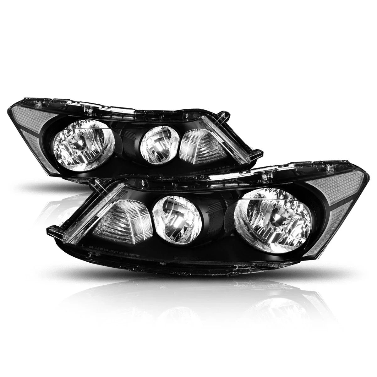 Headlight Set for Honda Accord Sedan (2008–2012) Black Housing Clear Signal