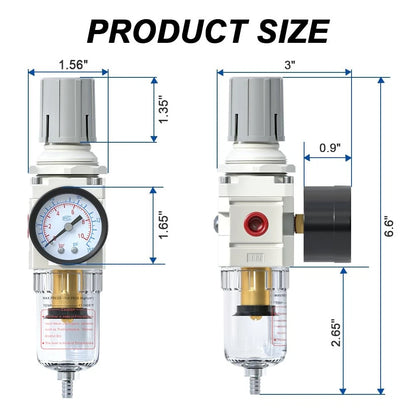 1/4" NPT Air Filter Regulator Combo for Air Tools (2010–2023)