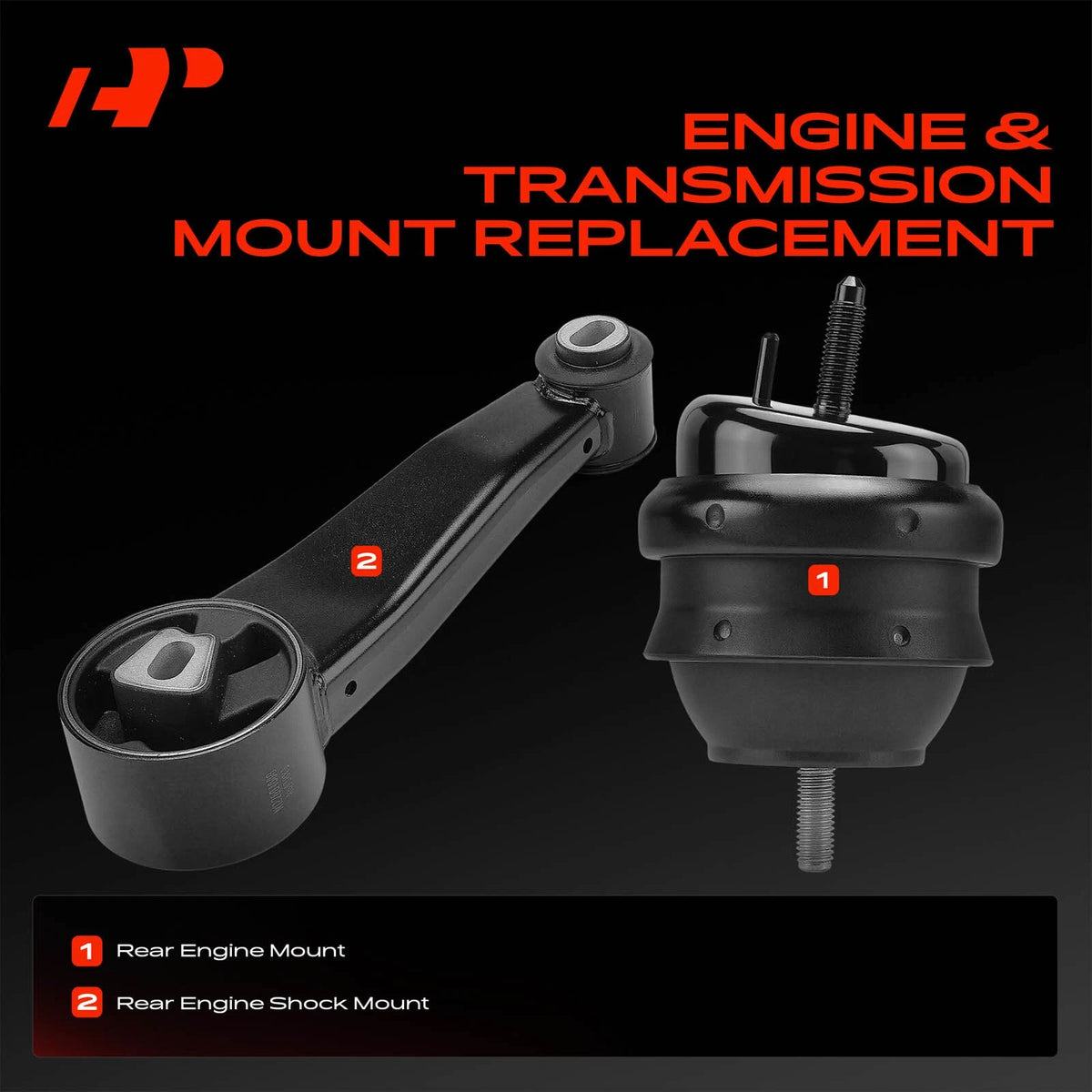 2X Engine Mount & Engine Shock Mount for Buick Lucerne (2006–2008) 15863998, 20760910, A5437, A5438