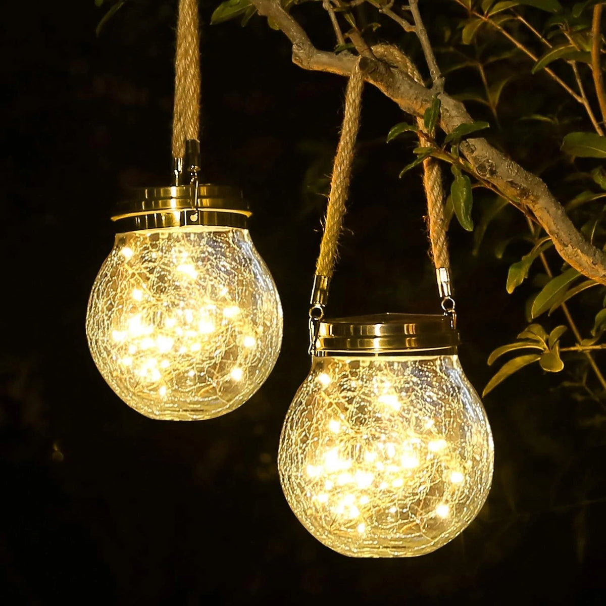 2X Solar Powered Lanterns for Garden - Warm LED Light
