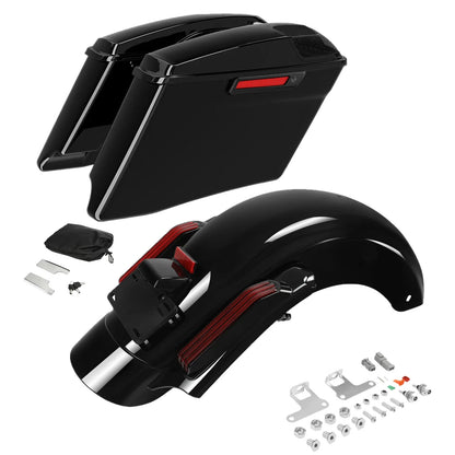 4" Extended Stretched Hard Saddlebags & Rear Fender for Harley Touring (2014–2023)