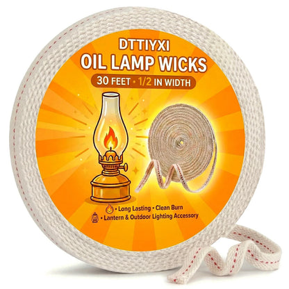 Set of 30 Flat Cotton Oil Lamp Wicks 1/2 Inch x 30 Ft