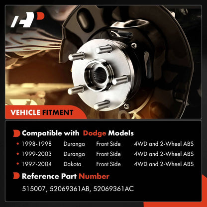 2X Front Wheel Hub & Bearing Assembly for Dodge Durango, Dakota (1998–2003) - 52069361AB, 515007