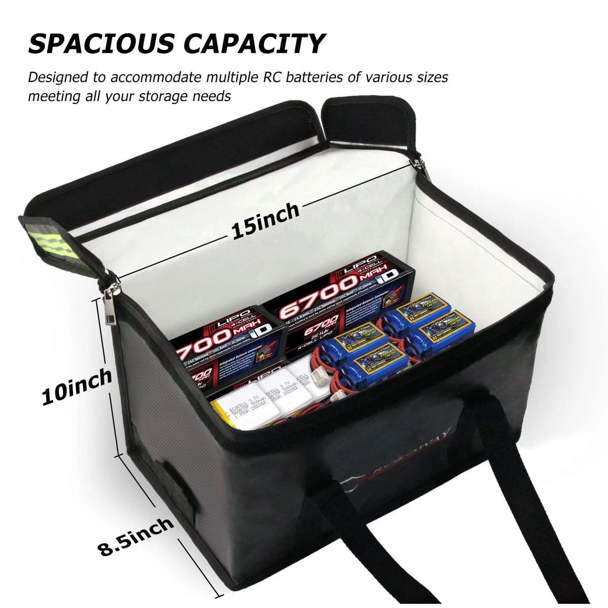 Large Lipo Battery Bag for Automotive Use (15 x 8.5 x 10 inch)