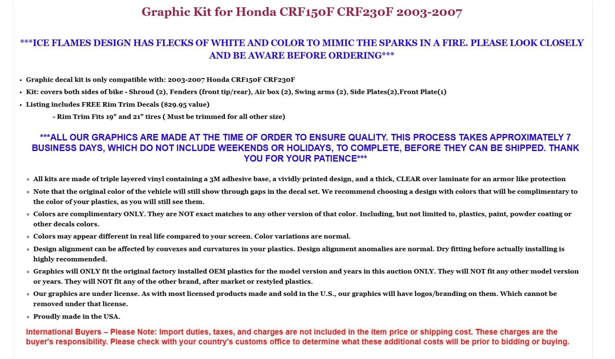 Graphic Stickers +#PLT+RIM Decals for Honda CRF150F CRF230F (2003–2007)