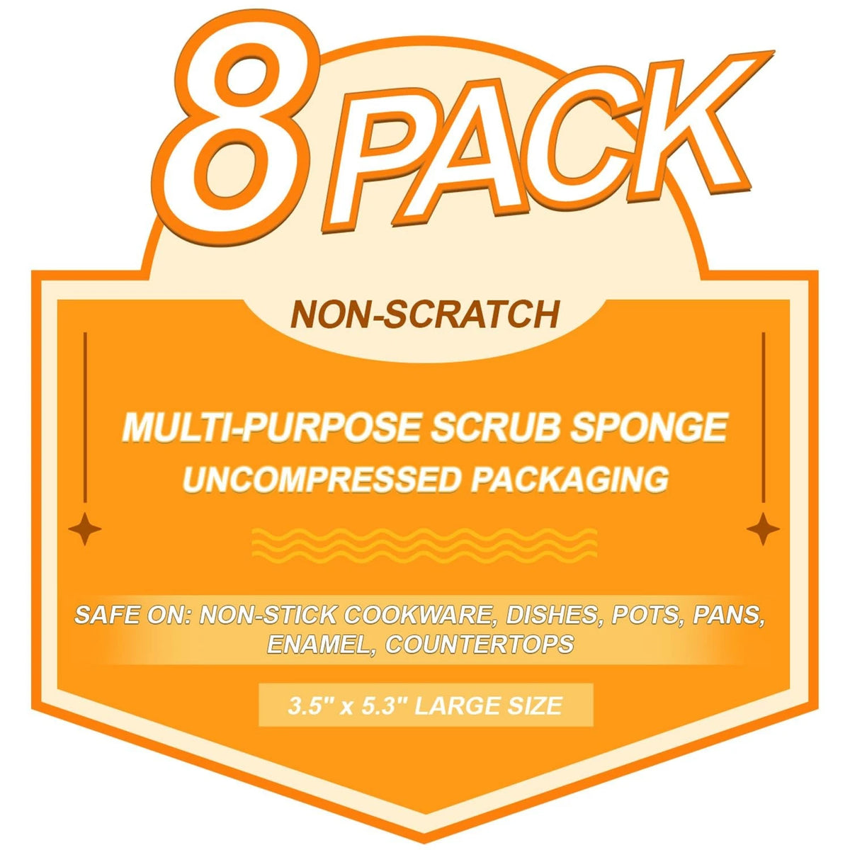 8 Pack Large Multi-Purpose Dish Sponges for Kitchen Cleaning
