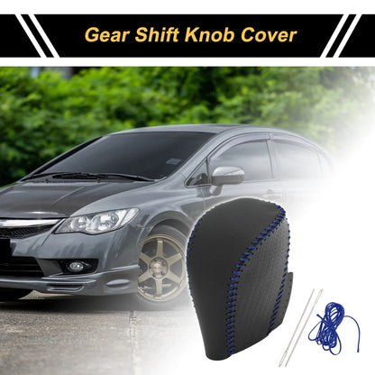 1 Pc Gear Shift Knob Cover for Honda Civic (2016–2021) Black Blue Faux Leather