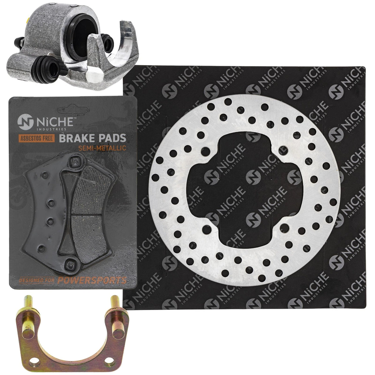Set of 4 Rear Left Brake Rotor Caliper Pads for Polaris Ranger EV (LIION)