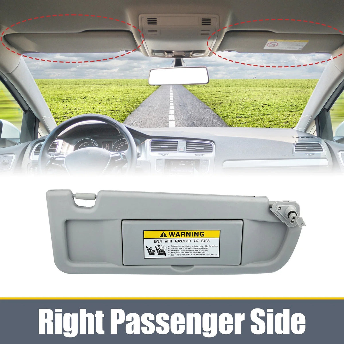 Right Side Sun Visor for Honda Civic (2006–2011) 83230-SNA-A01ZC Gray
